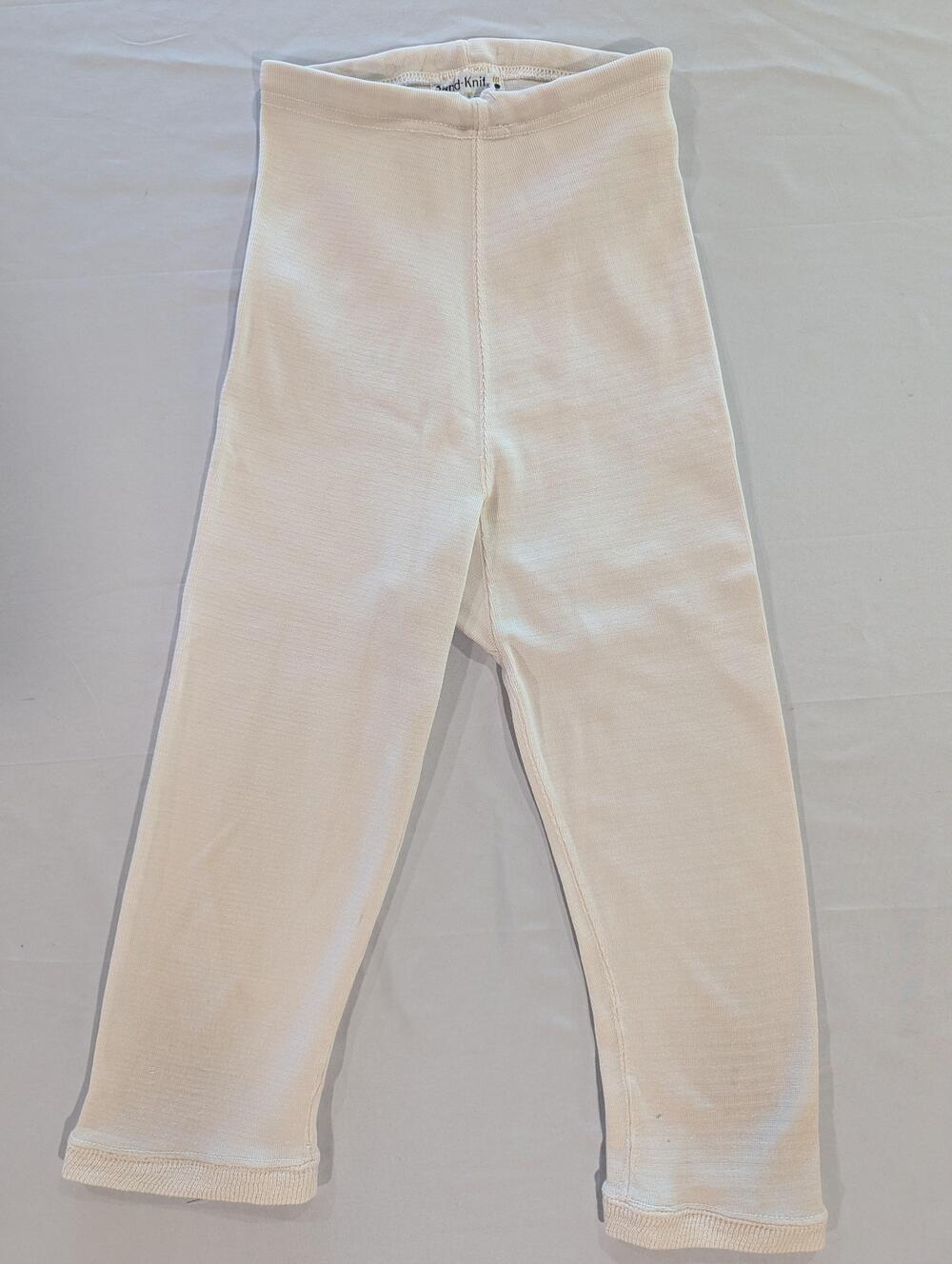 Vintage Sand-Knit Pants Kids XS White Thermal Knit Sweatpants Winter Base Layer